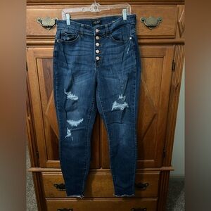 Judy Blue High Rise Distressed Dark Blue Jeans